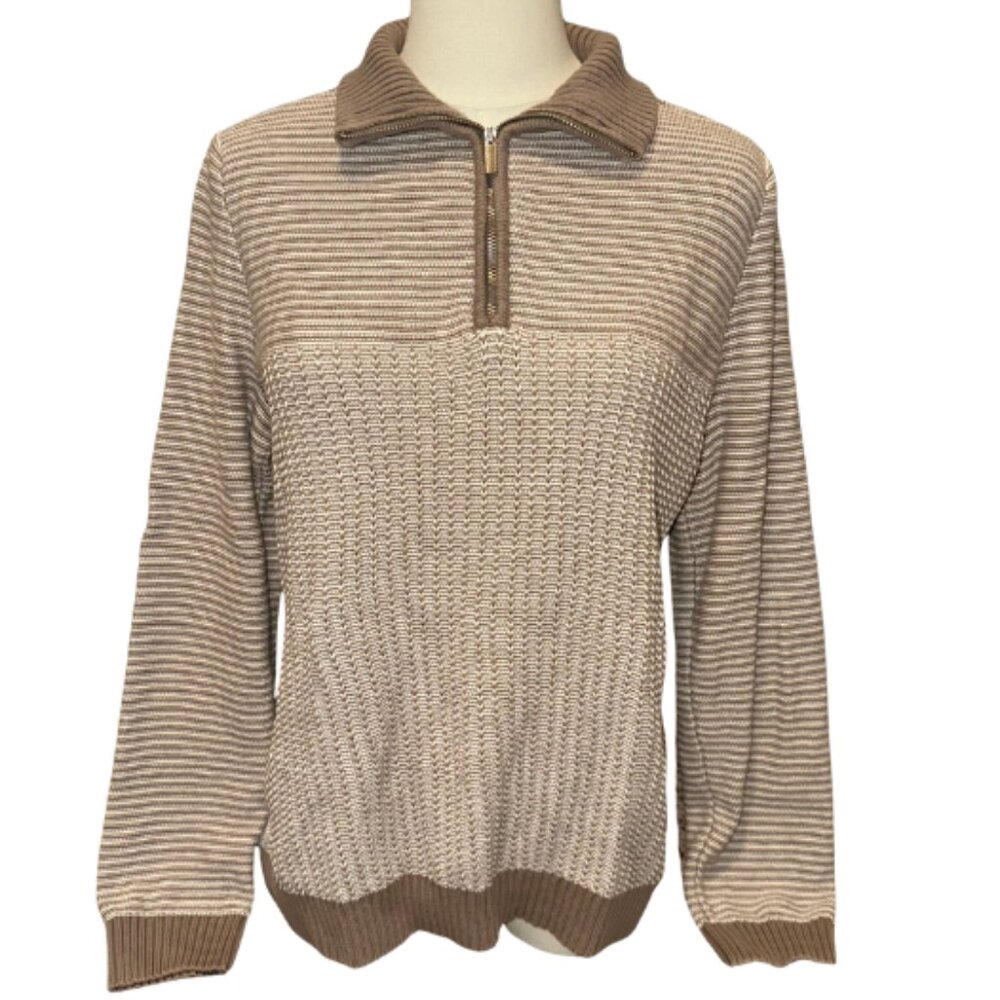 LIZ CLAIBORNE (M) 1/4 Zip Long Sleeve Turtleneck Sweater 100% Cotton